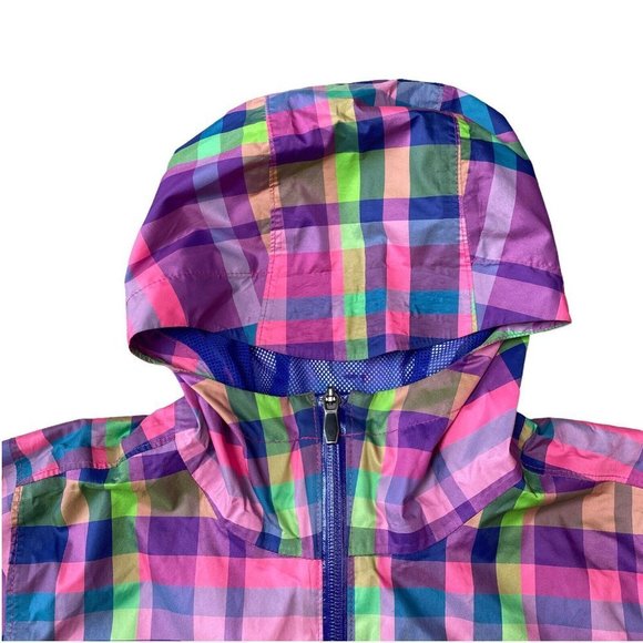 Columbia Youth Splash Maker Rain Jacket Girls Medium Rainbow Plaid Waterproof - Picture 2 of 8